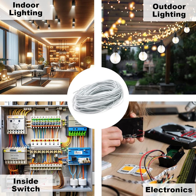 درافل كابل أسلاك كهربائية من دورافيل، موصل سلك أبيض 1.5 مم لنقل الطاقة (90 متراً) - Image 5